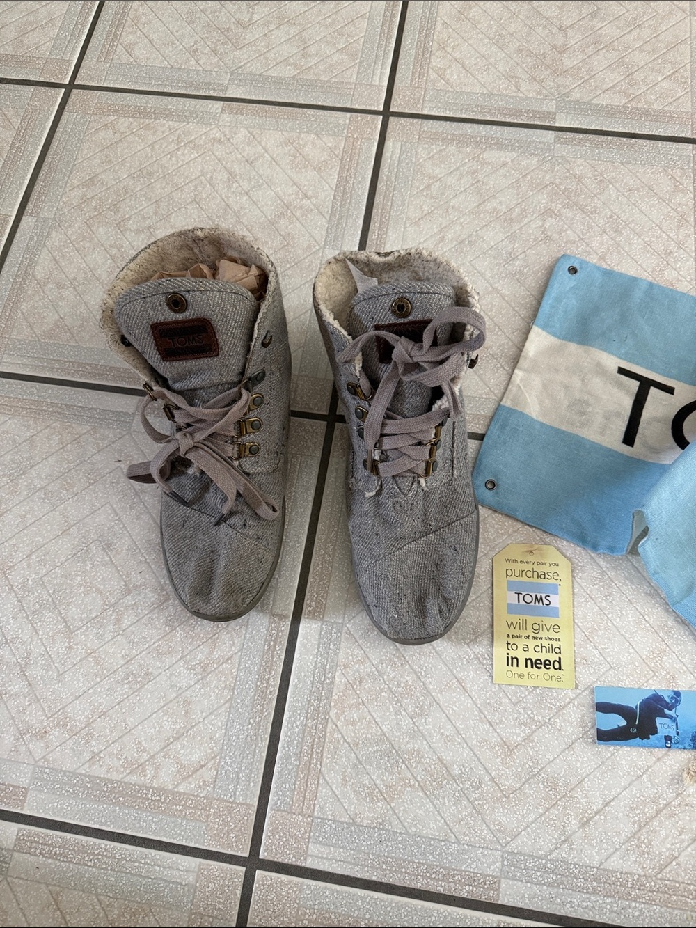 Tom’s wool grey ankle boots women size 8